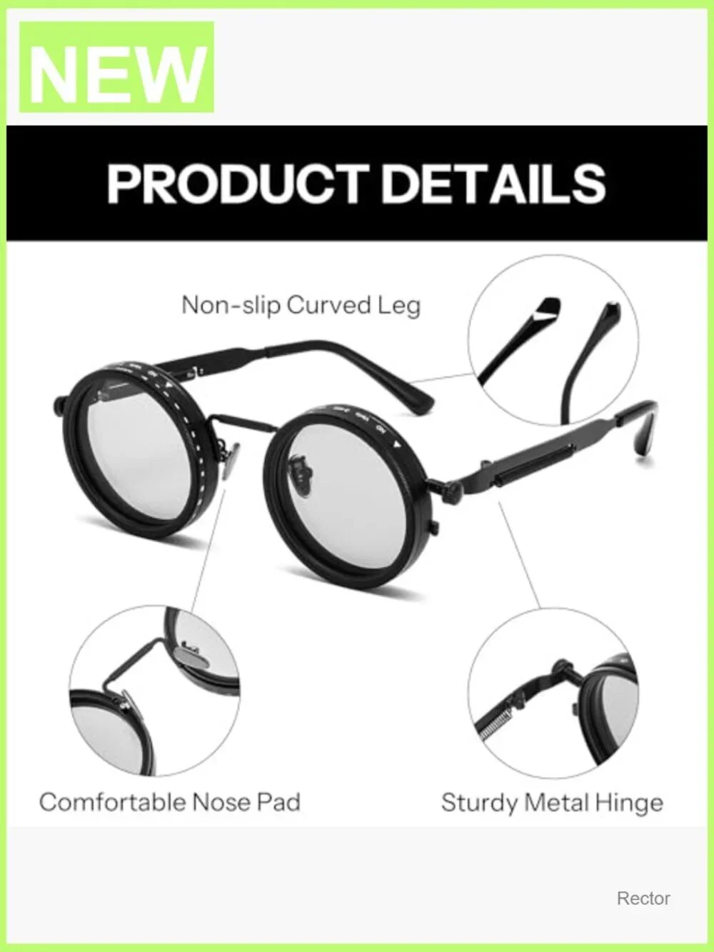 Steampunk Round Polarized Sunglasses UV400 Manual Dimming 9-Gear